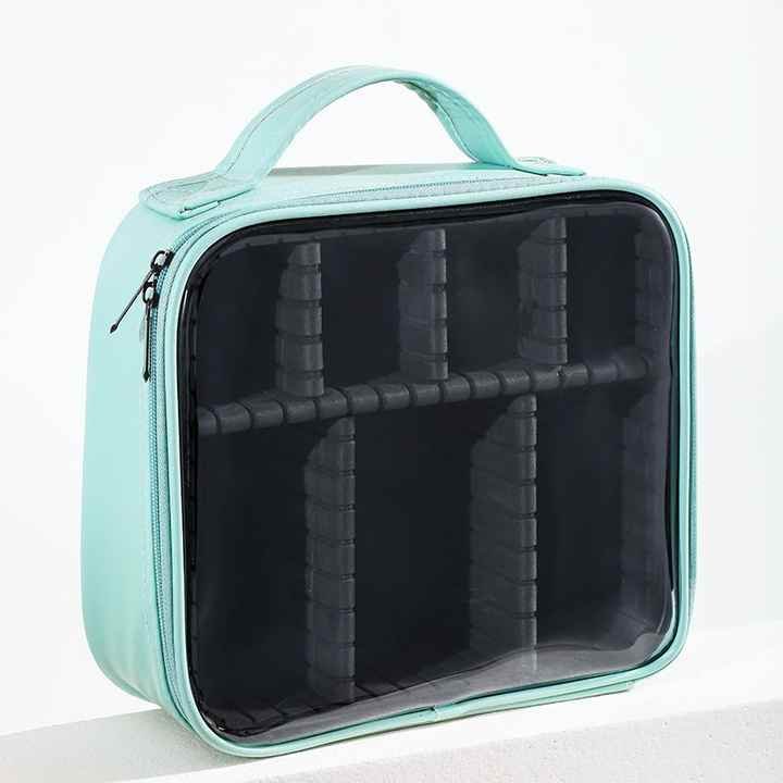 Clear Windows PU Leather Waterproof Toiletry Bag Portable Makeup Bag Organize Storage Box Cosmetic Bag for Women