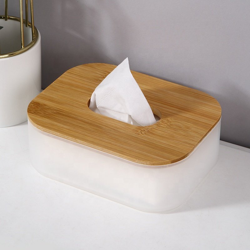 Modern stylish home office PP rectangle tissue box girl napkin tissue holder plastic tissue box with bamboo cover