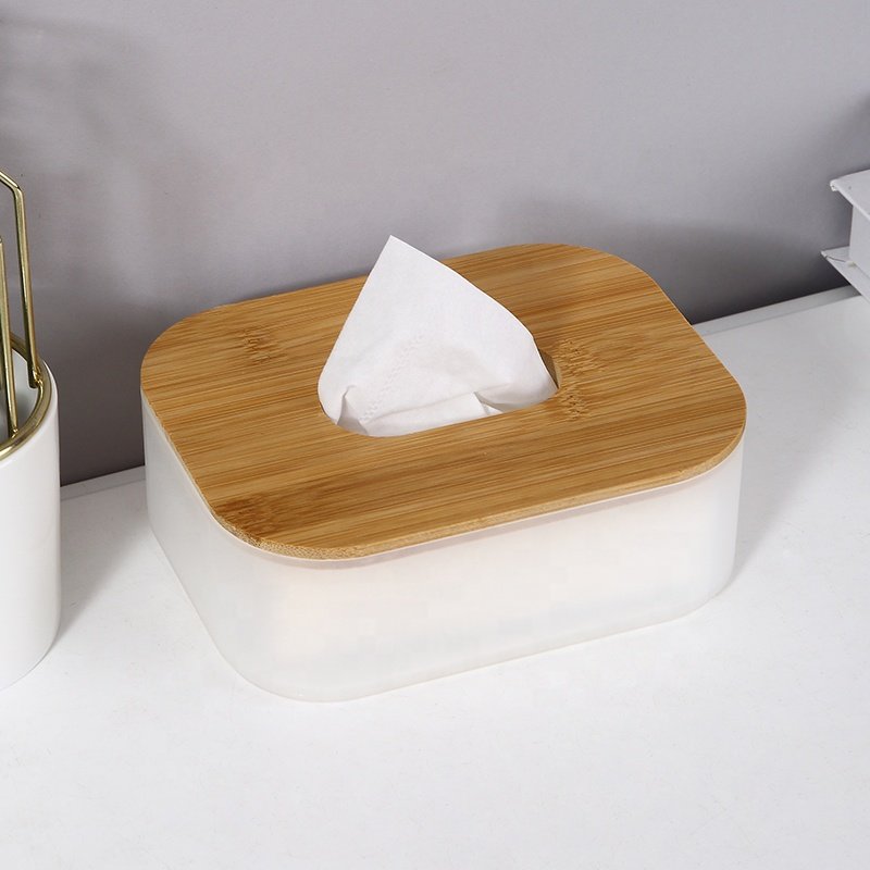 Modern stylish home office PP rectangle tissue box girl napkin tissue holder plastic tissue box with bamboo cover