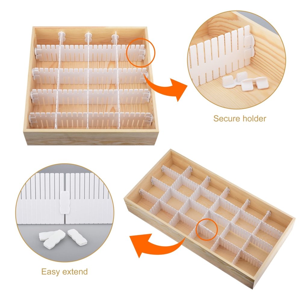 Kitchen Drawer Organizers and Storage Plastic Grid Drawer Dividers Adjustable Sock Underwear