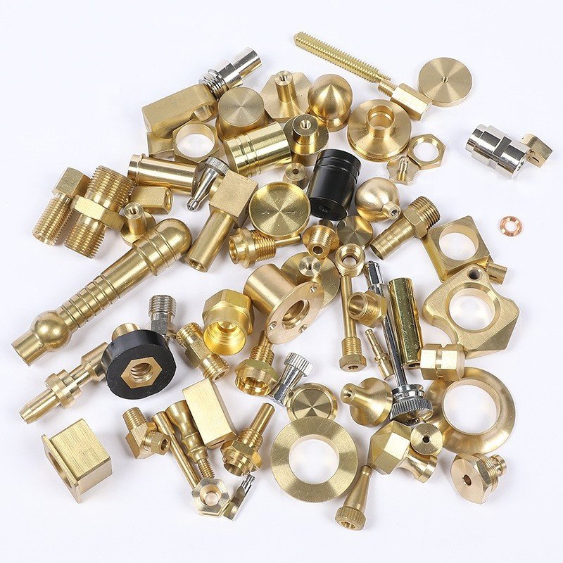 Precision CNC Lathe Machining Service Brass shaft Stainless steel nuts Aluminium Adapter