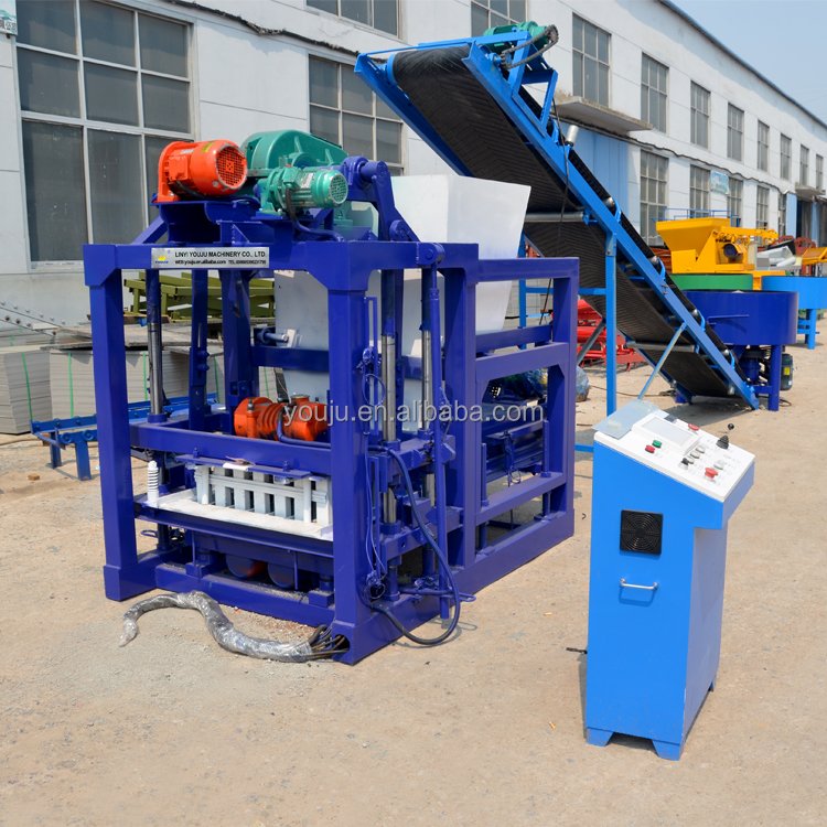 YOUJU Semi Automatic QTJ4-28 Plastic Brick Making Machine Cement Block Paver Machine with Curb Stone Brick Making Machinery