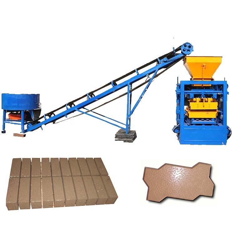 Qt4 24 Block Making Machine Semi Automatic Hollow Hallow Concrete Cement Interlock Brick Make Machinery Max Yellow Spain Blue