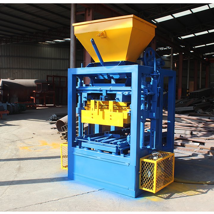 Qt4 24 Block Making Machine Semi Automatic Hollow Hallow Concrete Cement Interlock Brick Make Machinery Max Yellow Spain Blue