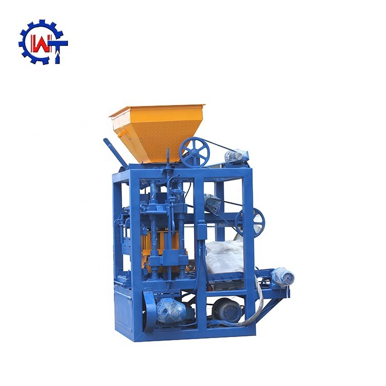 Qt4 24 Block Making Machine Semi Automatic Hollow Hallow Concrete Cement Interlock Brick Make Machinery Max Yellow Spain Blue