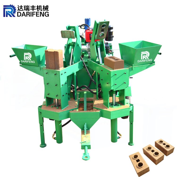 M7MI Twins mobile diesel engine hydraulic red clay interlocking brick making machine soil brick wall building machine price list