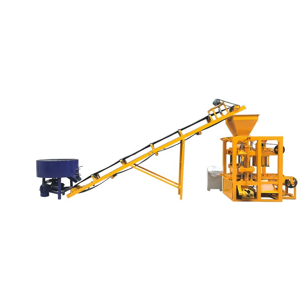 QT4-24 Semi- automatic interlock paver hollow cement concrete brick block making machine production line hot sale