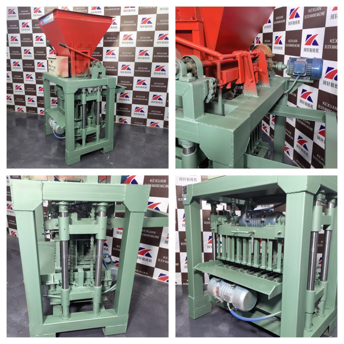 KX4-35B cement brick machine, producing 240-115-50mm long, wide and high standard bricks. Small Block Brick Molding Machine
