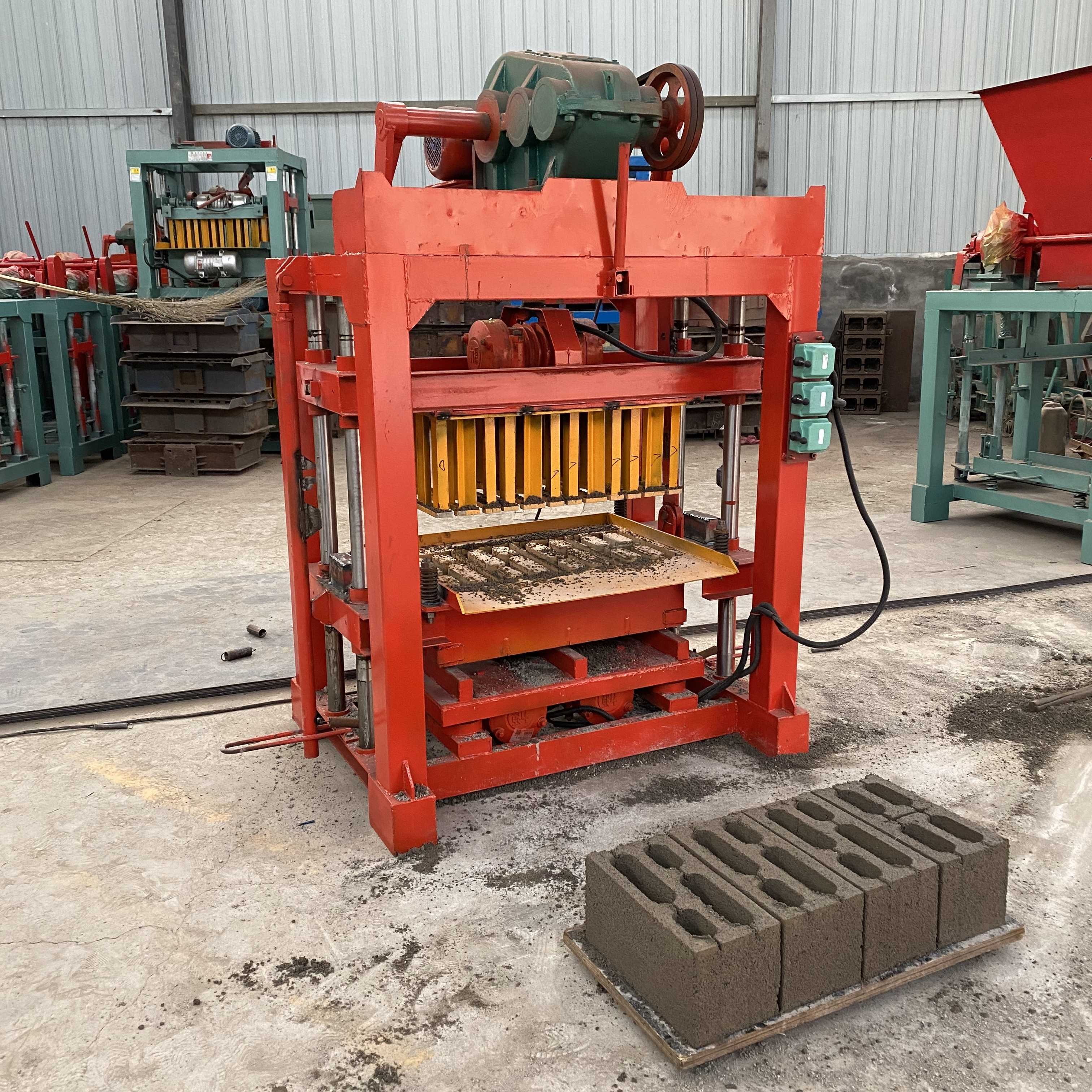Small Interlocking Sacred Paving Cement Block Forming Machinery Semi-Automatic QT4 Model Sale in Africa