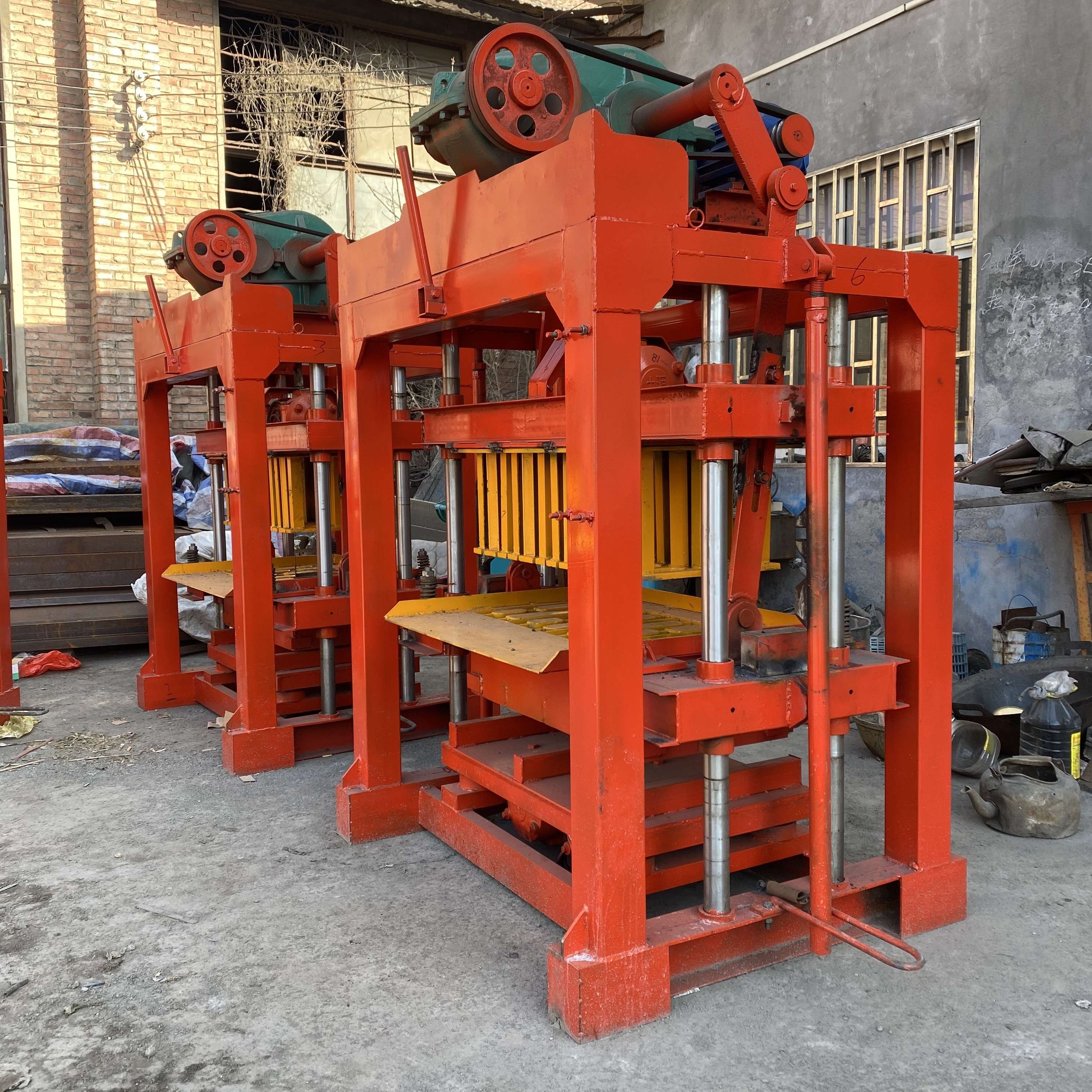 Small Interlocking Sacred Paving Cement Block Forming Machinery Semi-Automatic QT4 Model Sale in Africa