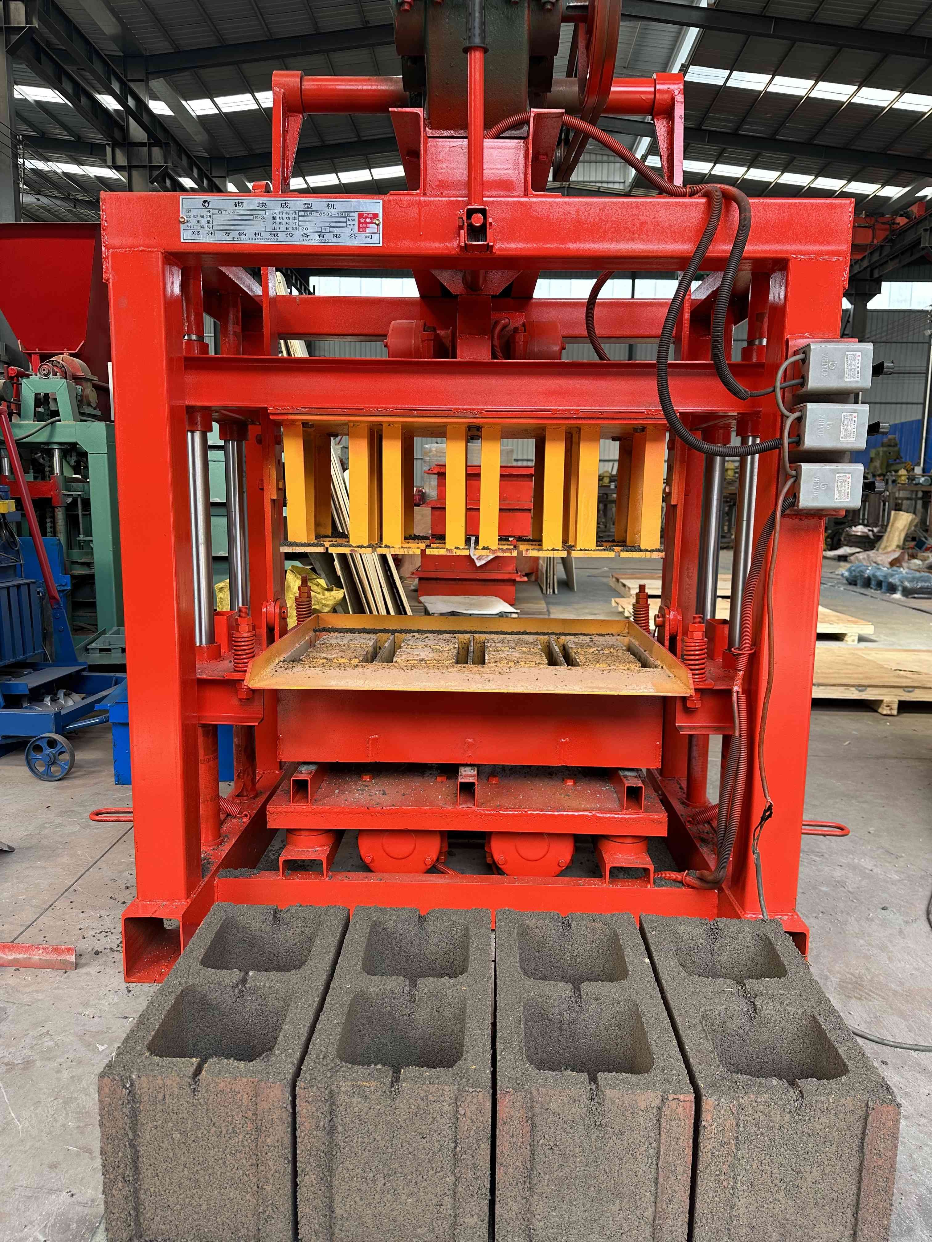 Small Interlocking Sacred Paving Cement Block Forming Machinery Semi-Automatic QT4 Model Sale in Africa