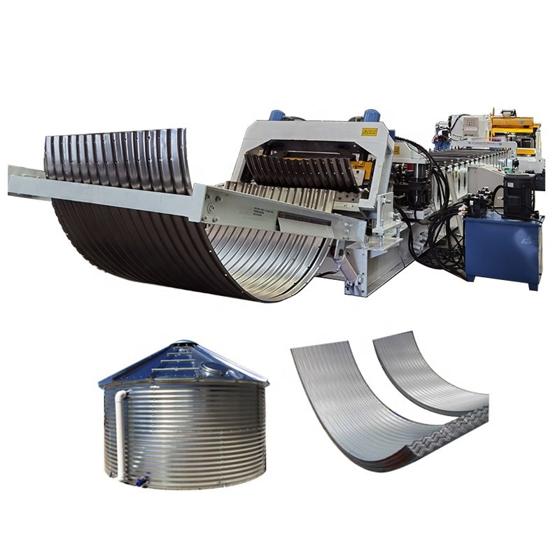 3mm steel galvanized steel silo corrugated sheet water tank corrugated roll forming machine with auto punch and auto curving