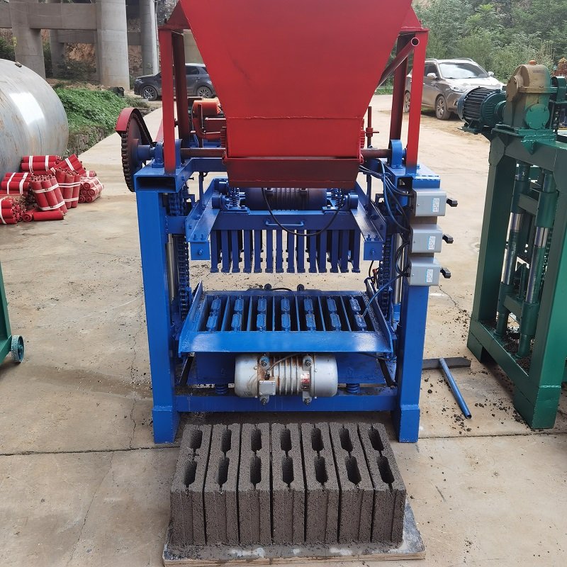 hot sale semi automatic cement solid hollow paving block brick making machine with hopper
