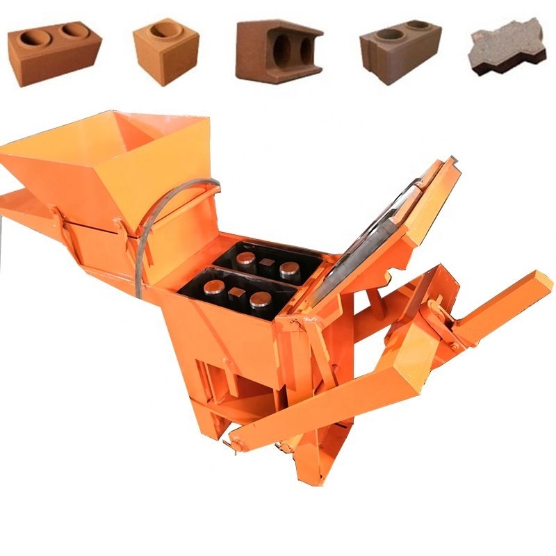 Small eco brava interlocking brick machine moulds QMR2-40 manual soil clay interlocking brick machine