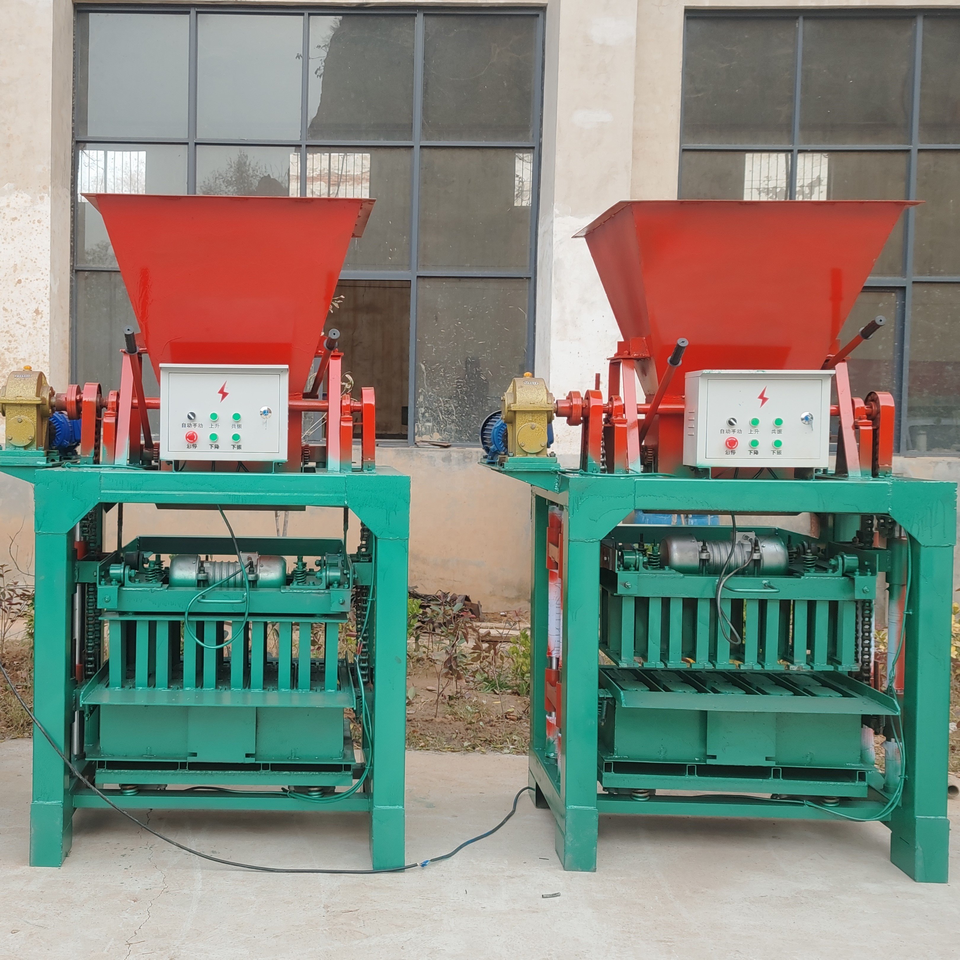 Hollow Solid Cement Brick Molding With Hopper Semi Automatic Soil-Brick-Making-Machine-Price