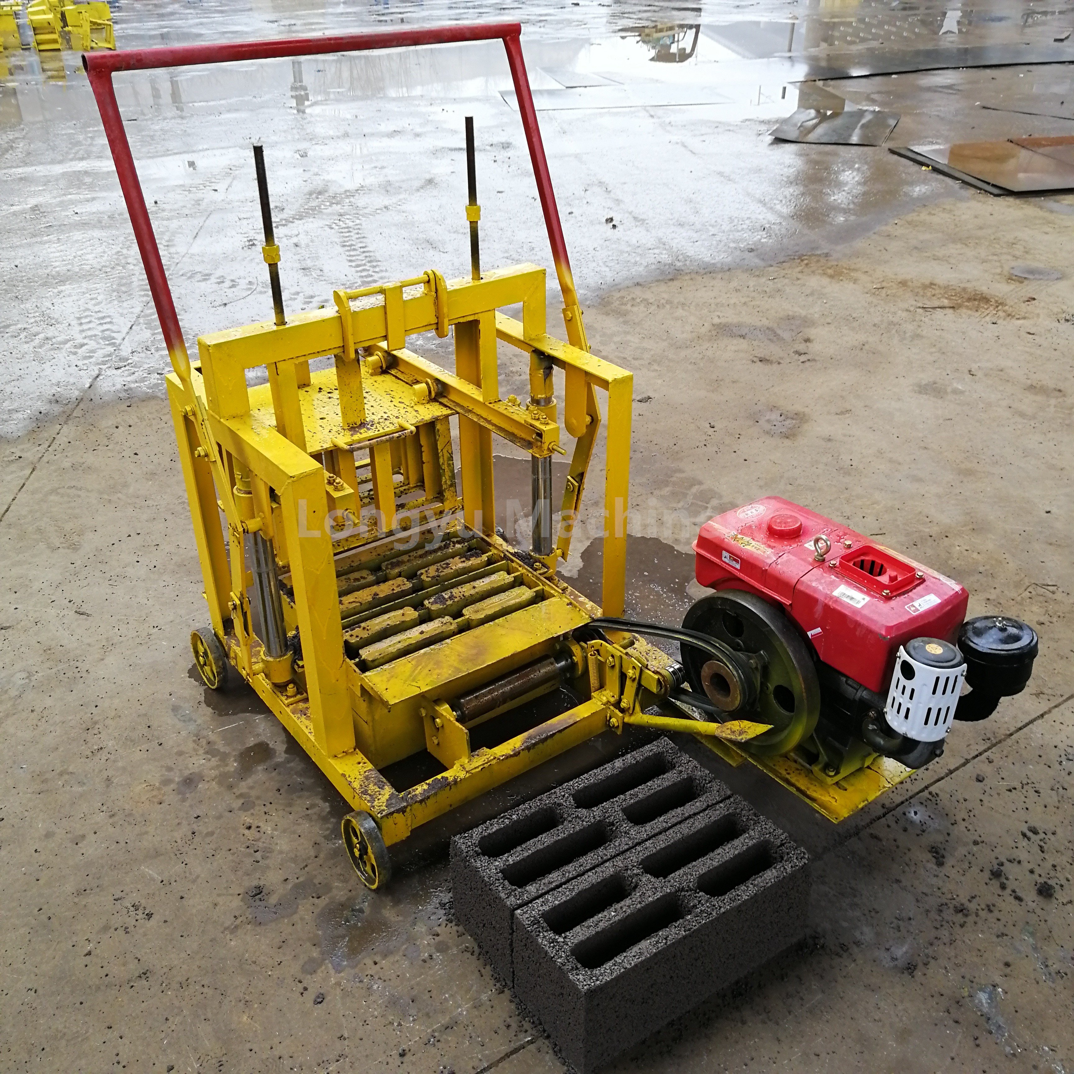 Africa manual block making machine cement solid brick masonry machine diesel engine block making machine