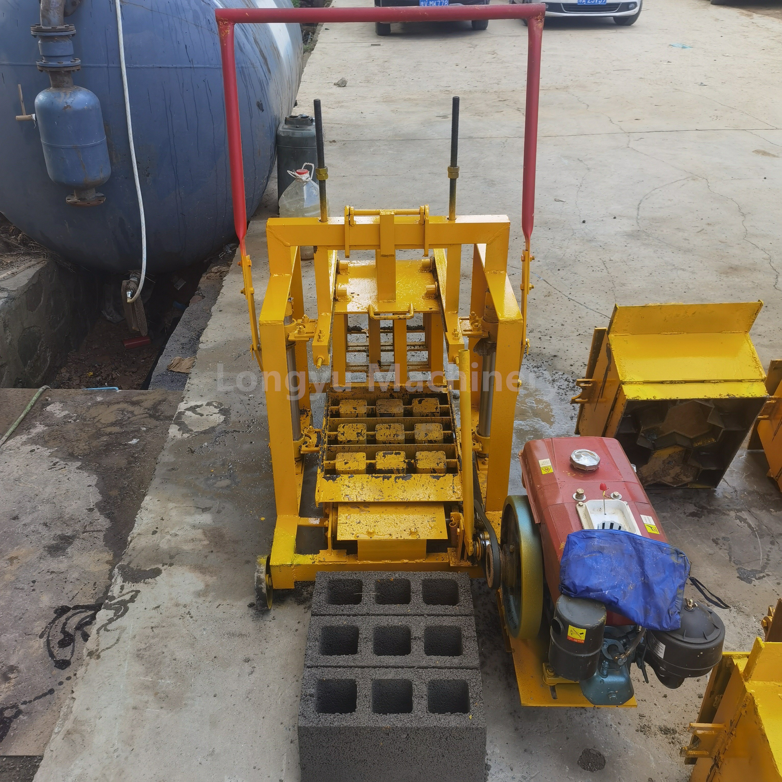 Africa manual block making machine cement solid brick masonry machine diesel engine block making machine