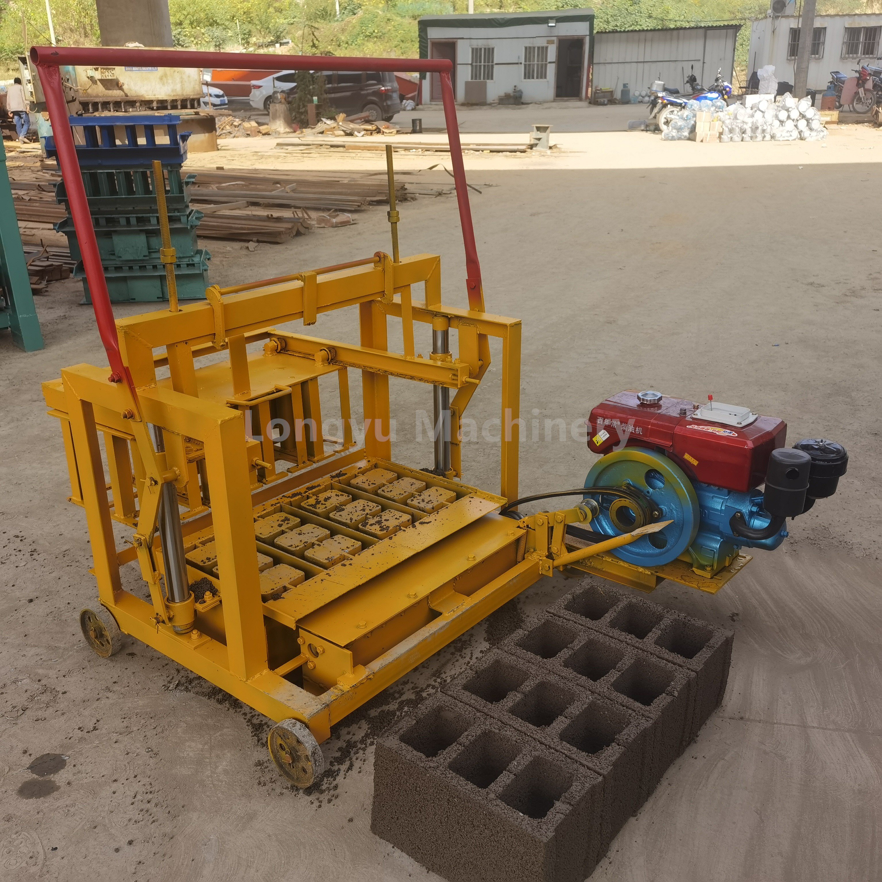 Africa manual block making machine cement solid brick masonry machine diesel engine block making machine