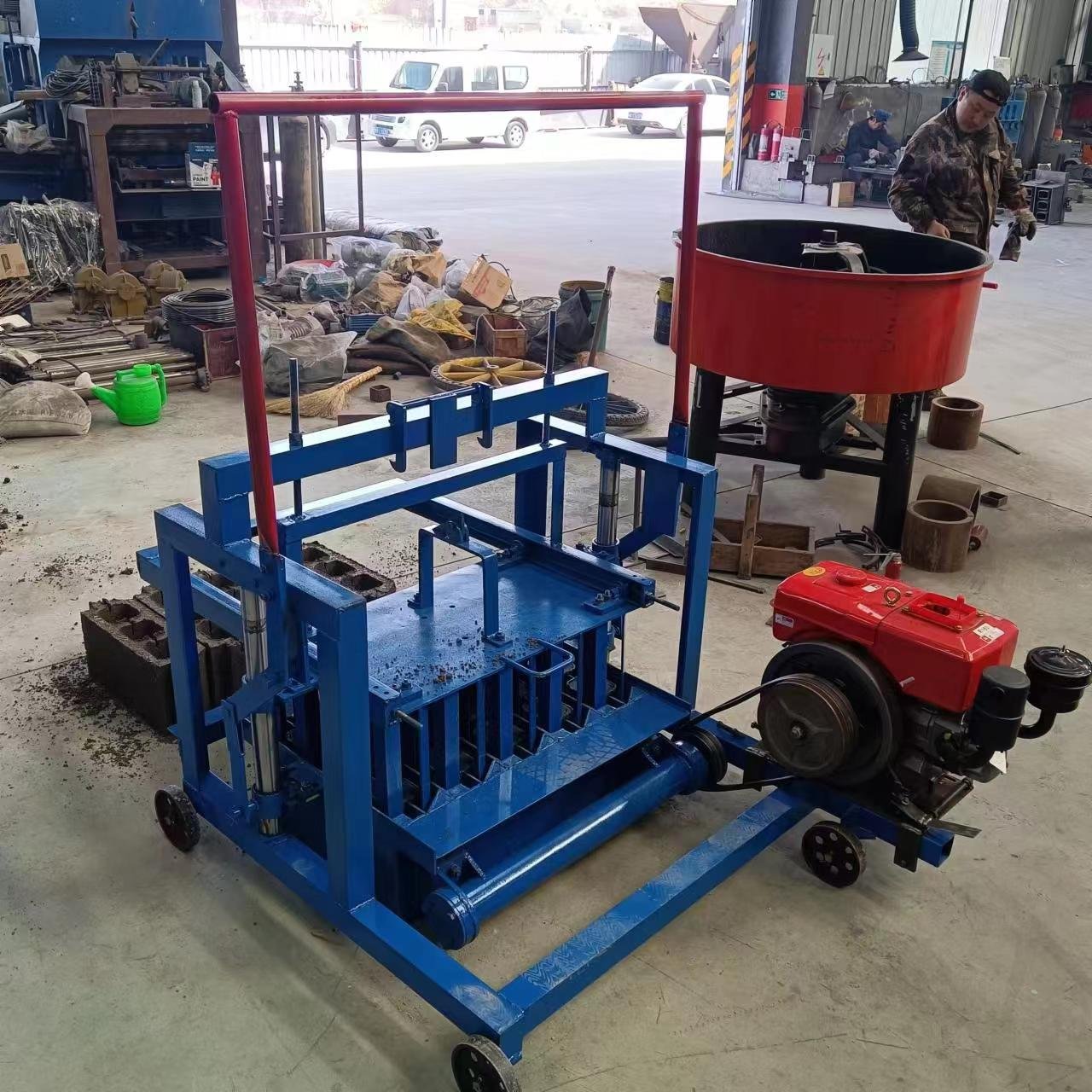 low cost small diesel concrete pavement brick price clay hollow brick machine