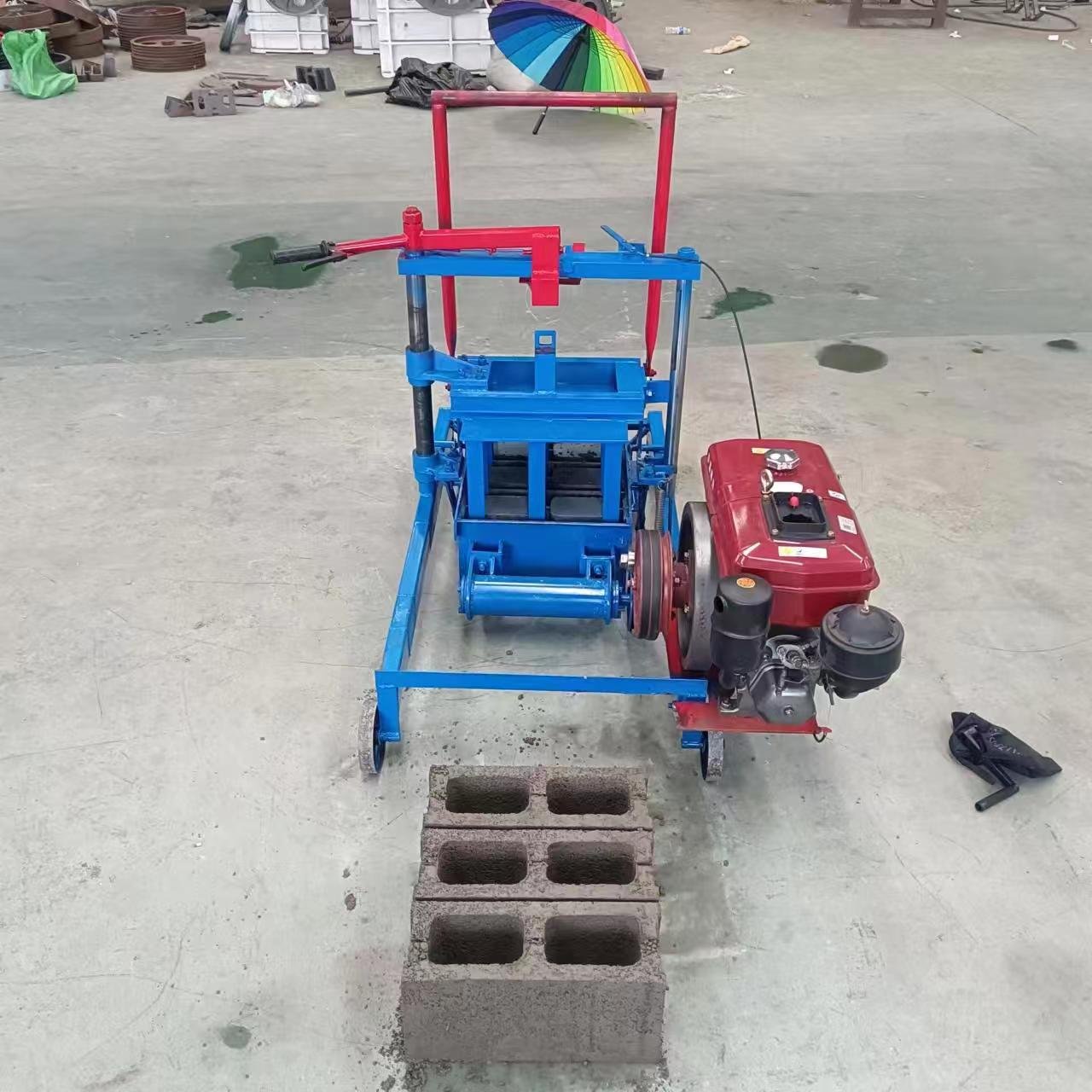 low cost small diesel concrete pavement brick price clay hollow brick machine