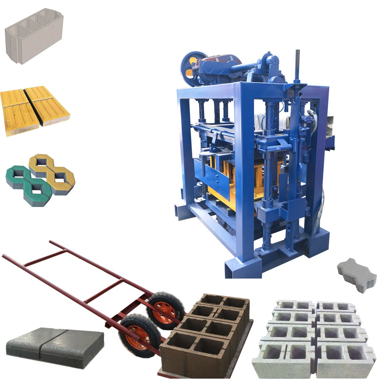 QT40-2 Semi Automatic Concrete Cement Machinery Make Hollow Solid Block Bricks Brick Making Machine For Sale