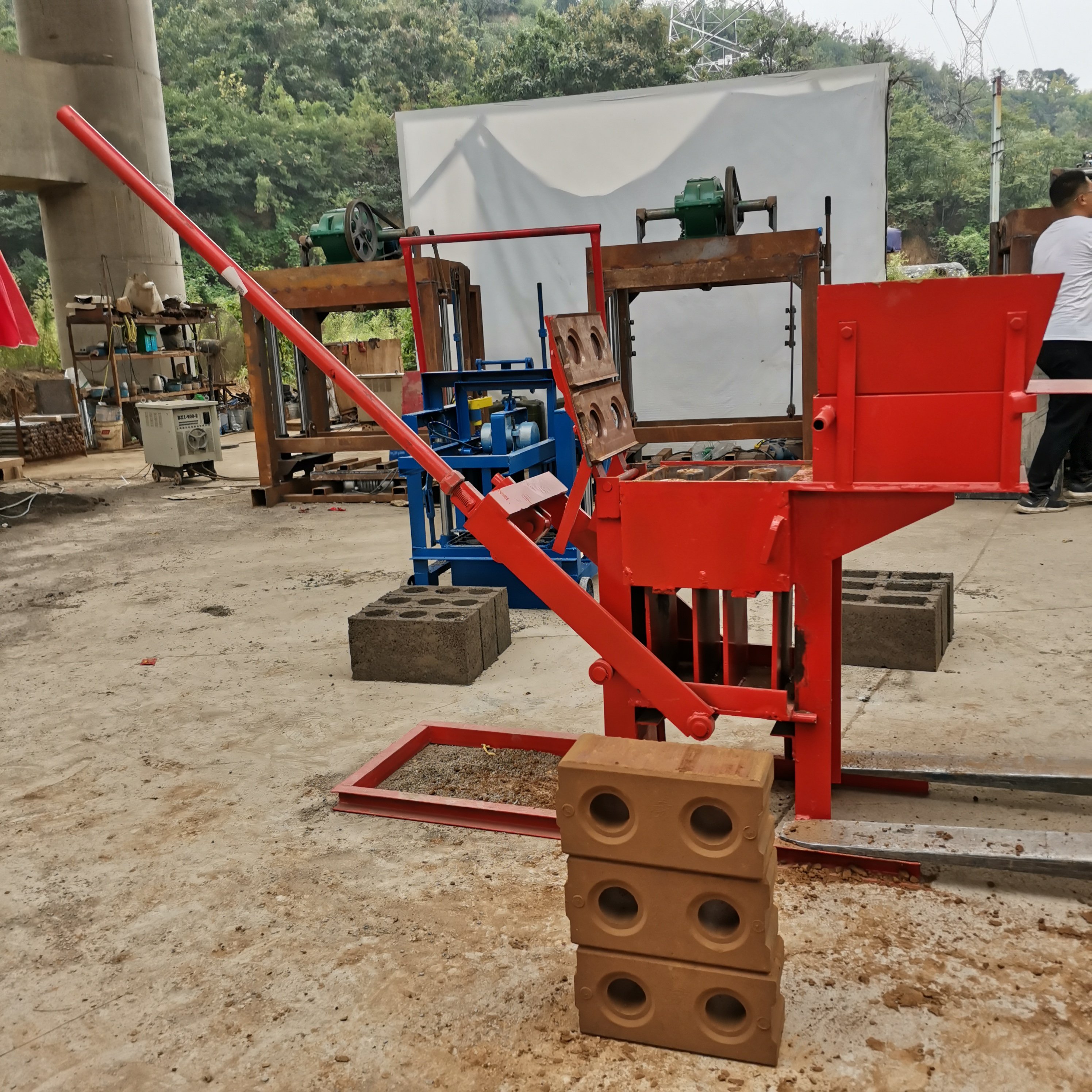 fired brick press manual interlocking brick machine with mould soil brick making machine