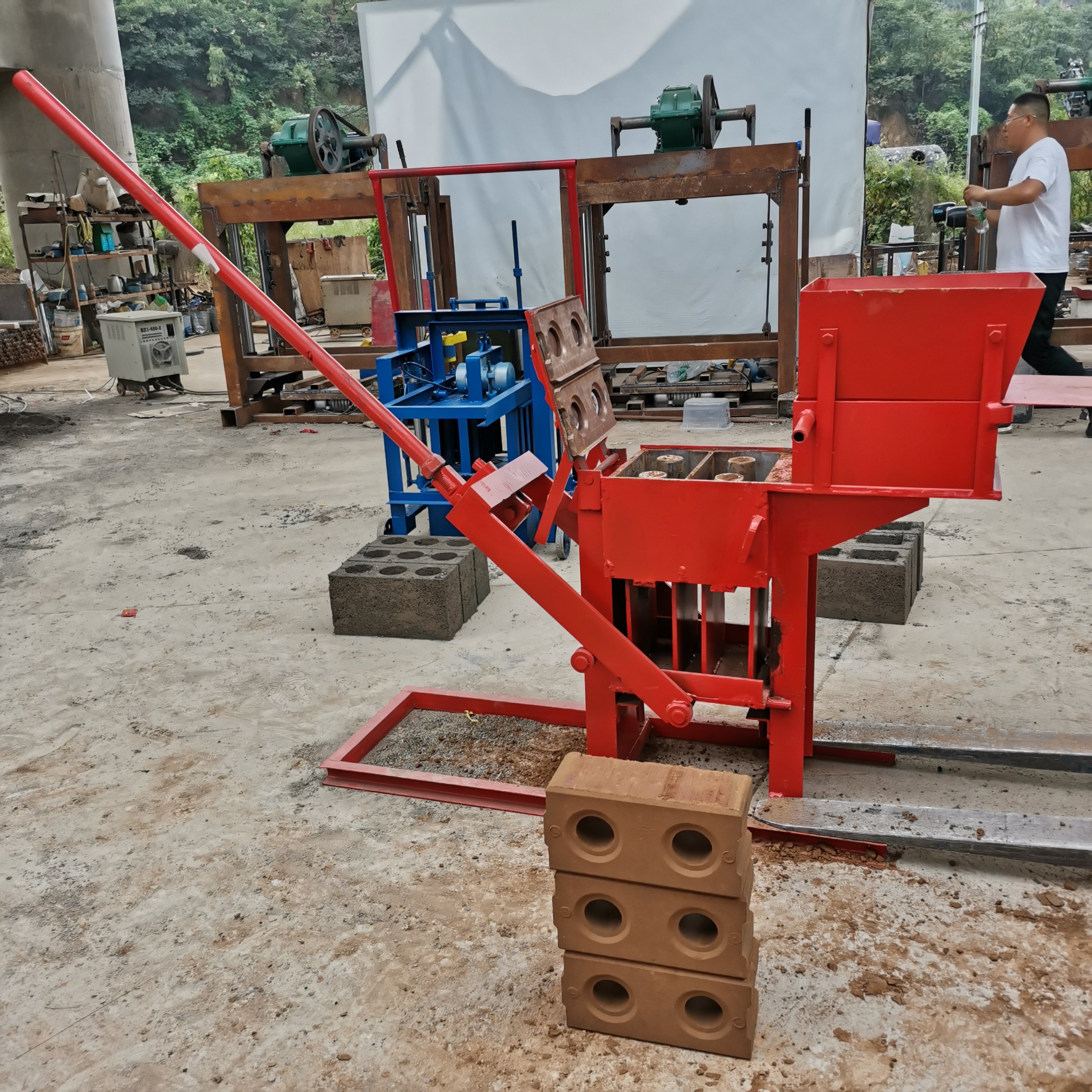 fired brick press manual interlocking brick machine with mould soil brick making machine