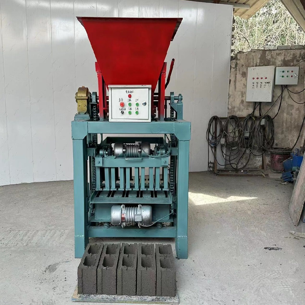 Semi-automatic QT4-35 Hollow Interlocking Block Brick Making Machine Hollow brick making machine With cart low price