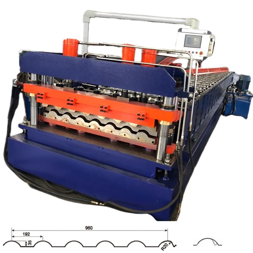 0.3mm-0.8mm Thickness Colonial Ruukki Glazed Tile Making Machine Metal Iron Sheet Roof Tile Roll Forming Machine