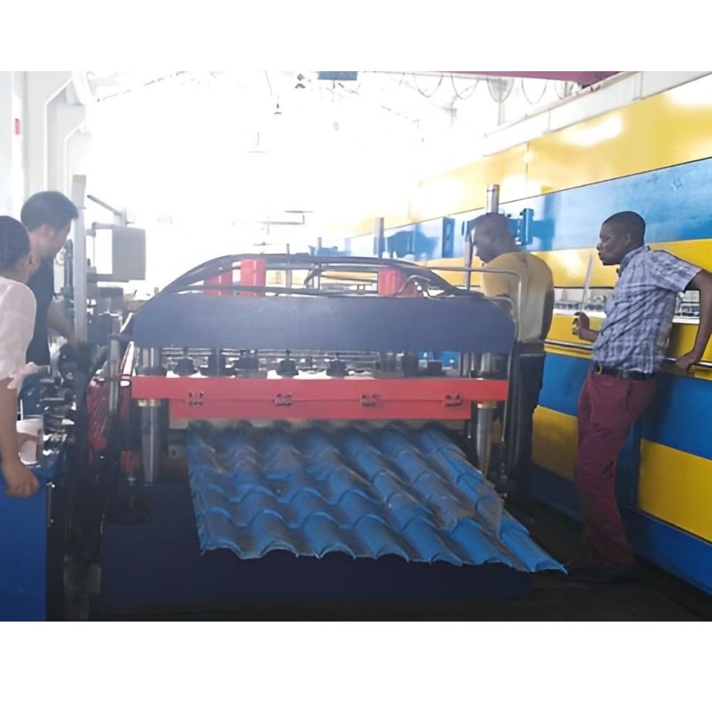 0.3mm-0.8mm Thickness Colonial Ruukki Glazed Tile Making Machine Metal Iron Sheet Roof Tile Roll Forming Machine