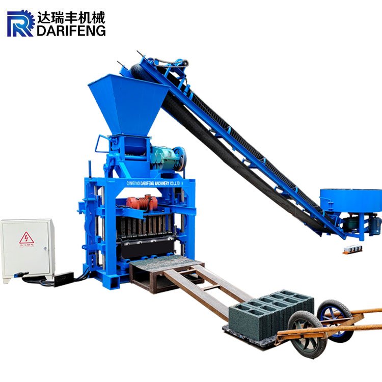 semi automatic cement concrete interlocking hollow block brick making machinery price QT4-35 vibrator motor block machine