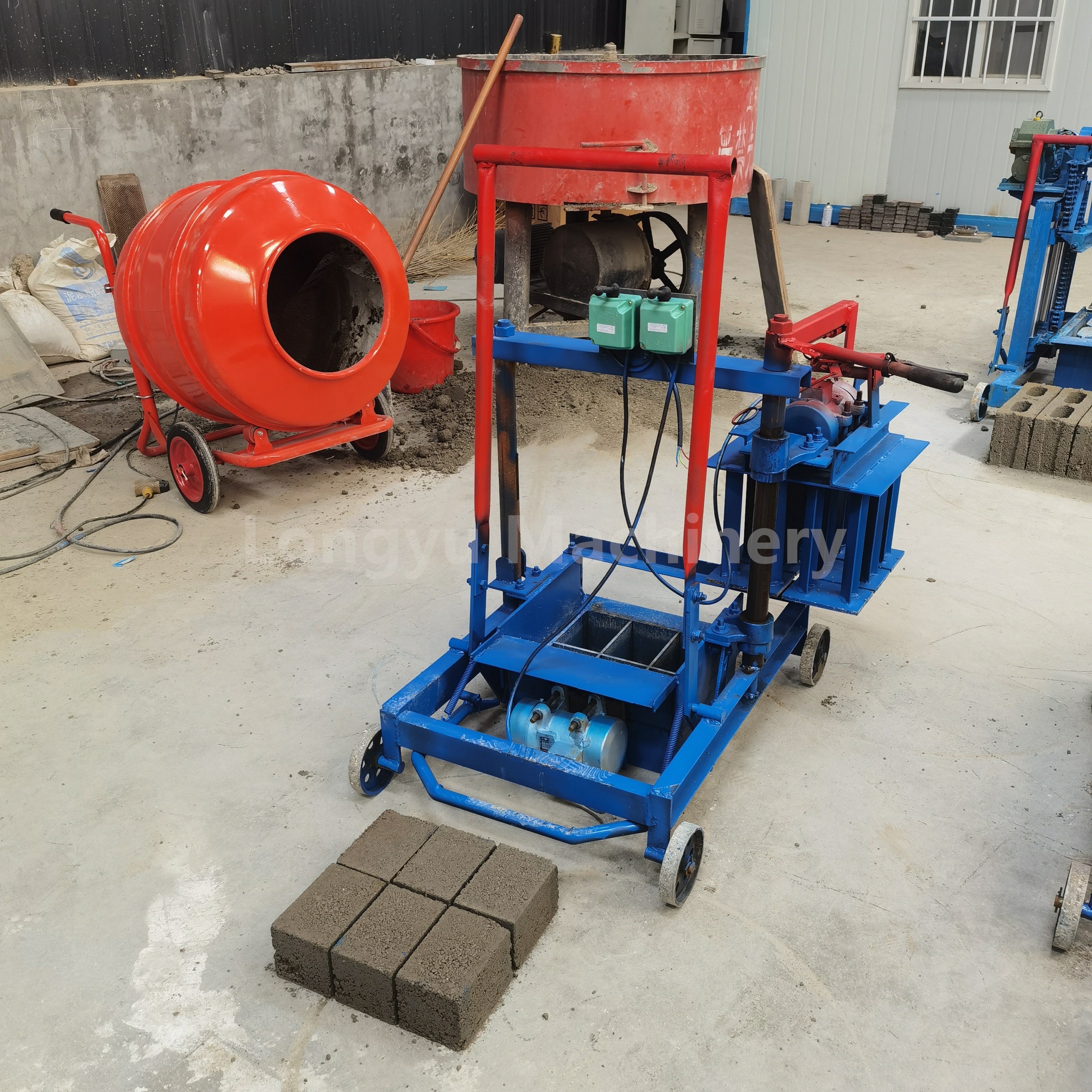 Semi-automatic Small Mobile Manual Hollow Cement Brick Making Machine Concrete Block Making Machine Manufacturer