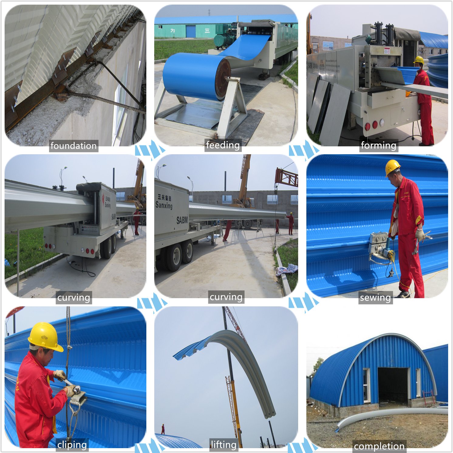 SANXING K Q Span Building making machine SABM-240 914-610 Arch Roof Warehouse Roll Forming machine/ Roof Tile making machine