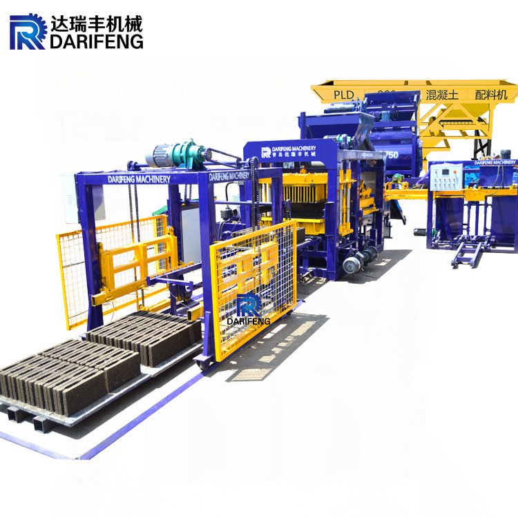 QT10-15 Automatic concrete hollow brick making machinery solid paving block machine production line