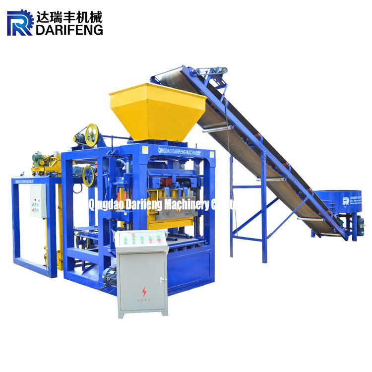 QT4-26 Semi automatic small scale concrete cement hollow brick block making machinery