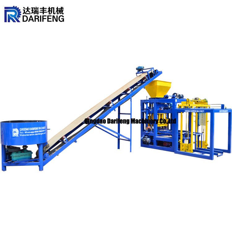 QT4-26 Semi automatic small scale concrete cement hollow brick block making machinery