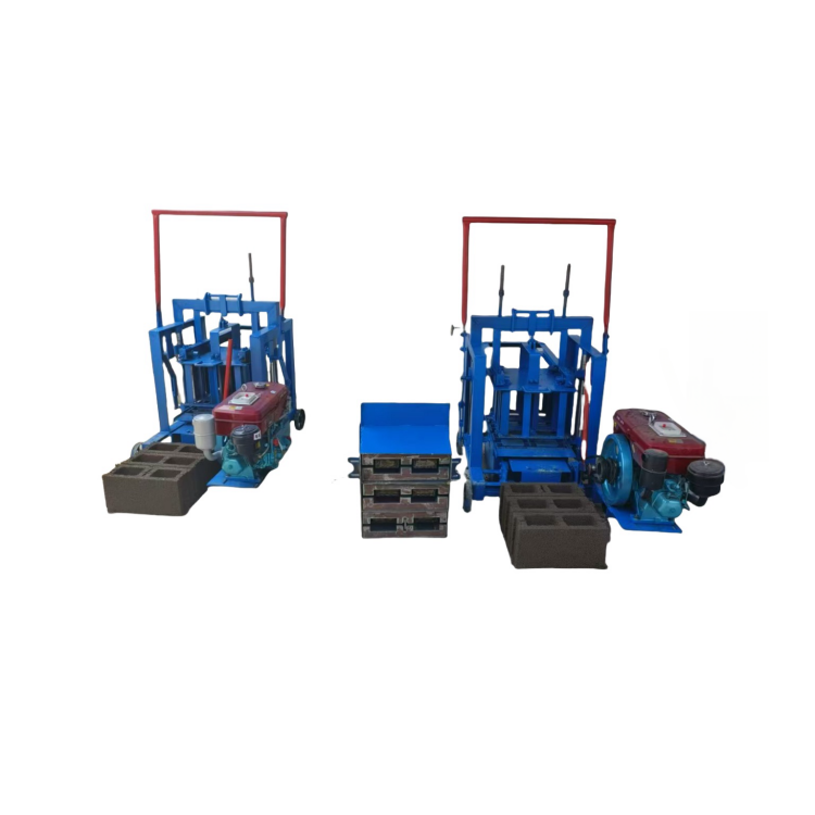 Mobile diesel engine laying egg concrete hollow block manufacturing solid mobile brick making machine