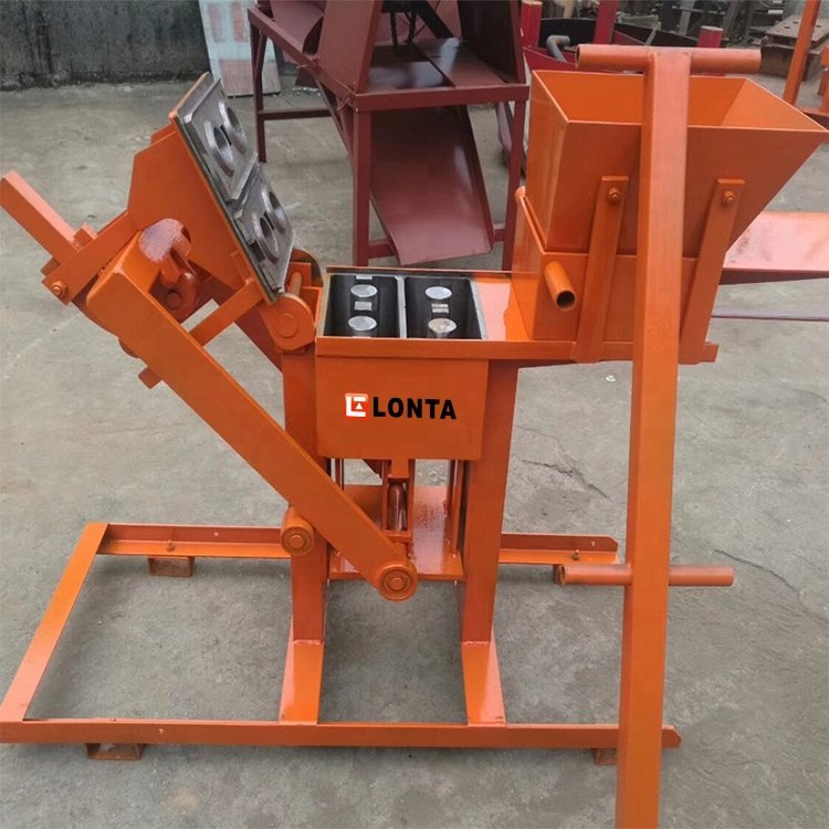 LONTA QMR2-40 small Manual hollow solid paver mud earth red soil clay brick block making machine de brique de terre