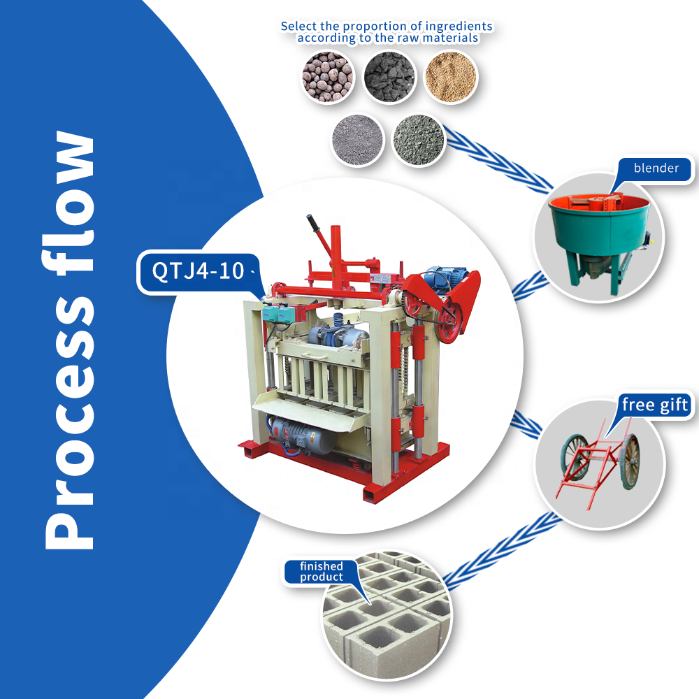 QTJ4-10 concrete cement block making machine solid paving brick making machinery hollow brick making machine
