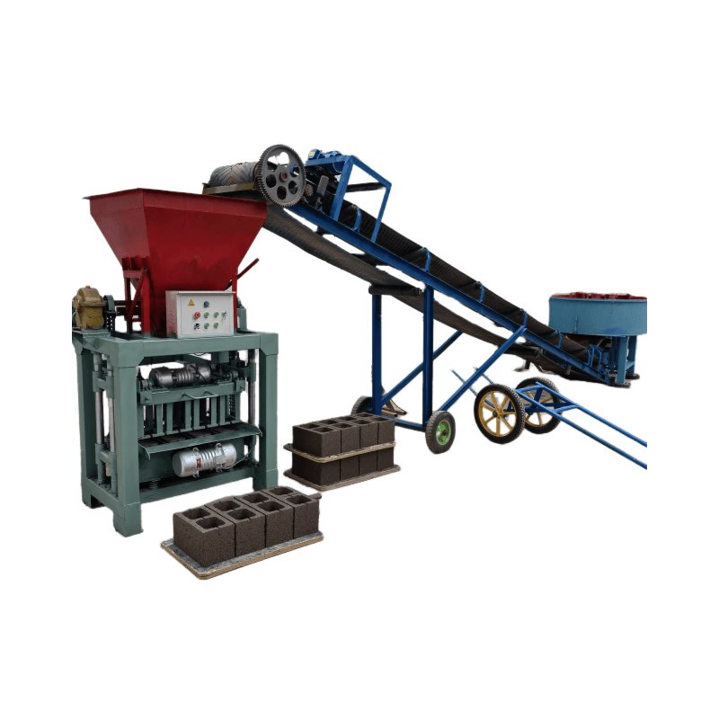 Produces 400-200-200mm LWH hollow bricks.4-35B block making machine with hopper fully automatic production line