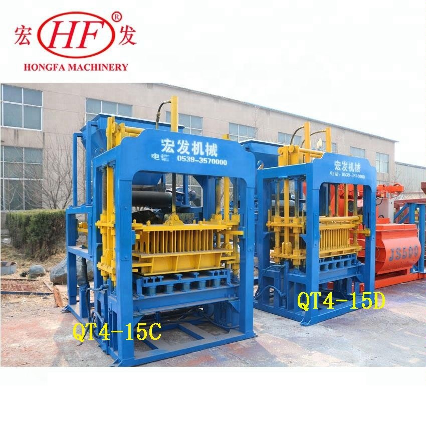 HF Hydraulic concrete automatic block making machinery in philippines QT4-15S cement brick making machinery in China