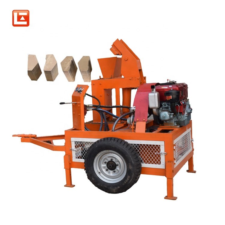 LONTA LT1-20 Small movable interlock hollow paver mould red wall compressed soil earth mud clay brick block making machine