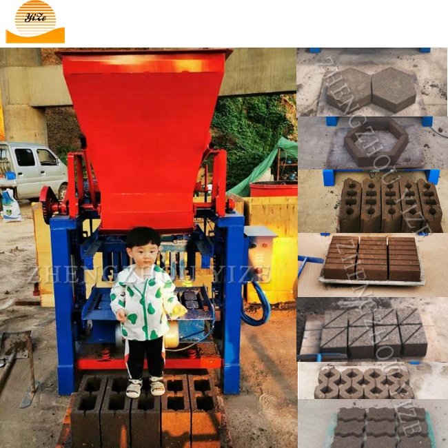 Semi automatic interlocking Vibrating soil cement brick making machinery 4-35 concrete hollow egg laying block making machine