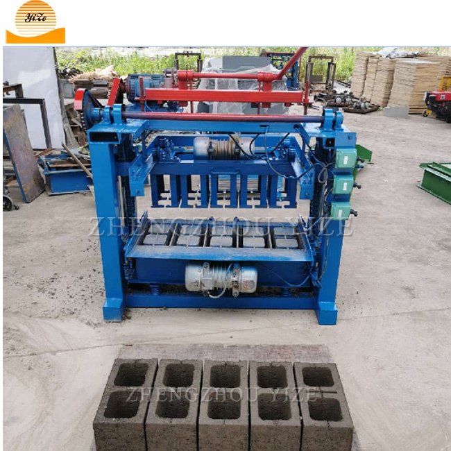 Semi automatic interlocking Vibrating soil cement brick making machinery 4-35 concrete hollow egg laying block making machine