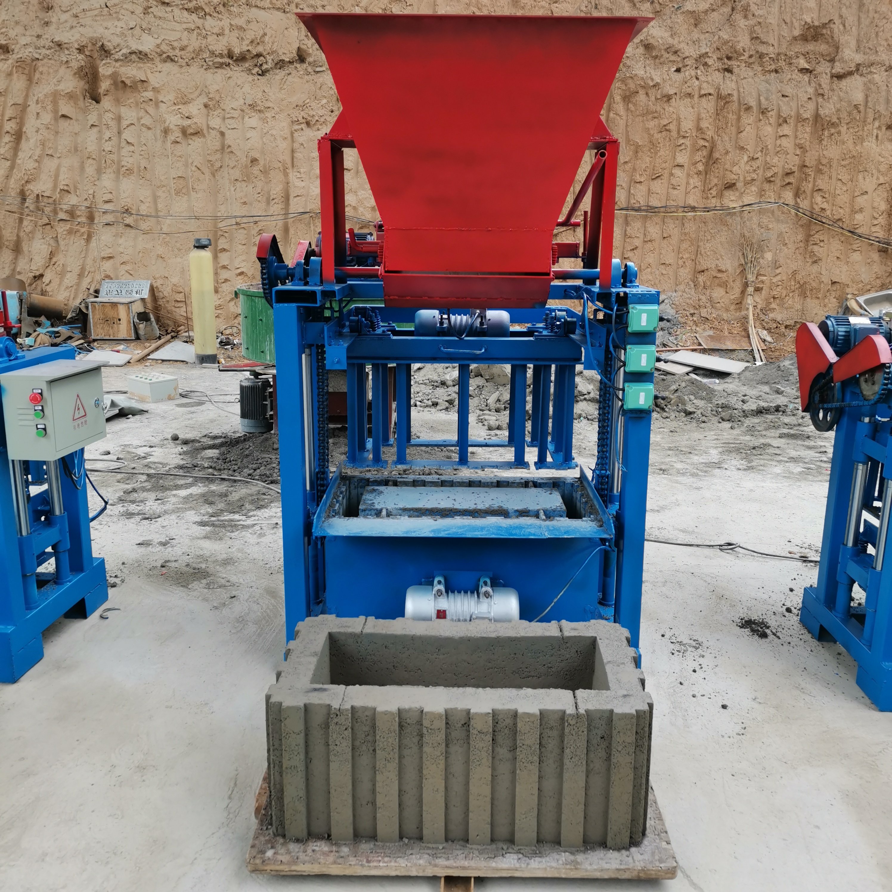 Customized molds to produce ecological slope bricks.with hopper.QTJ4-35 concrete block making machine