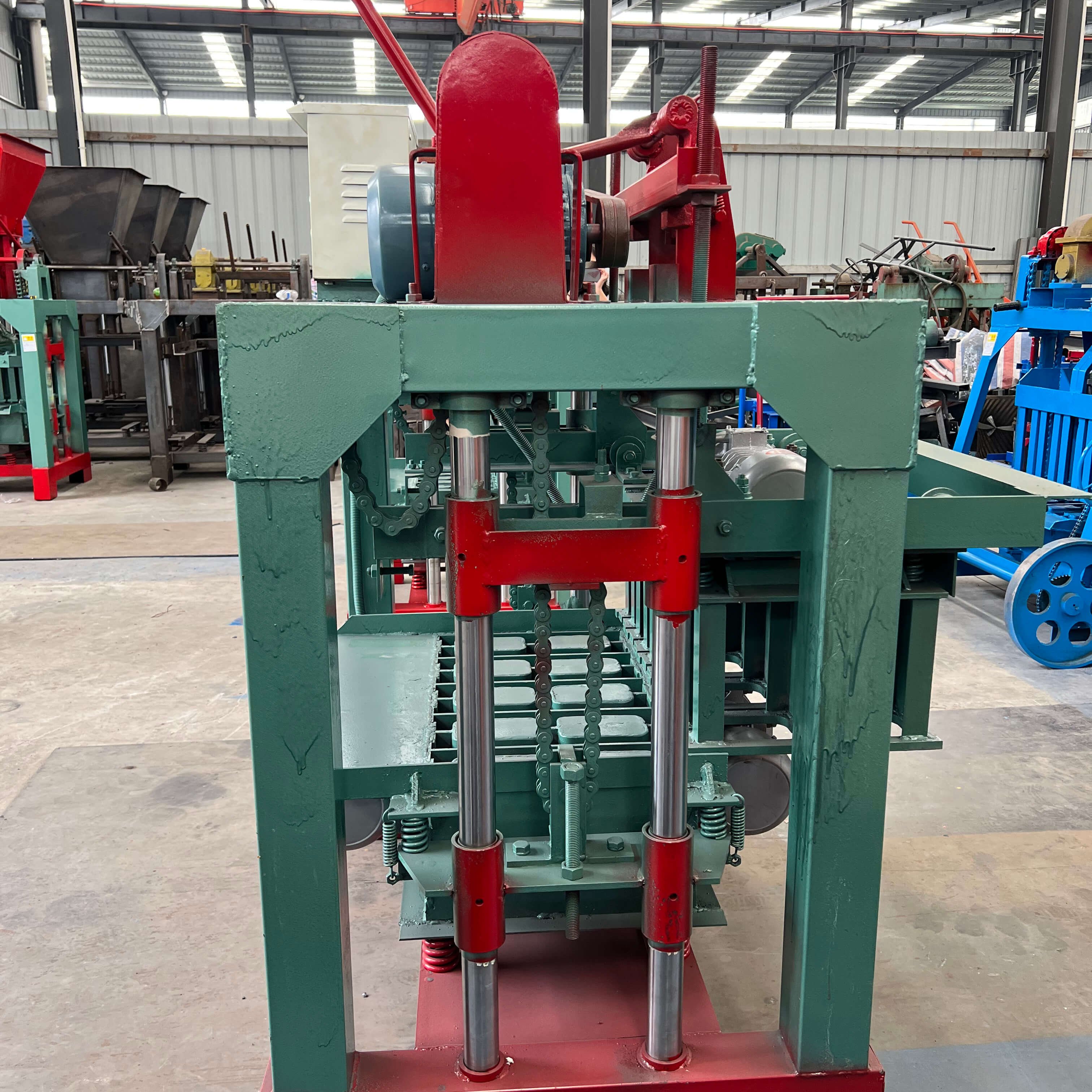 4-35B Manual semi-automatic interlocking paver hollow cement concrete block brick making machine is used for concrete blocks