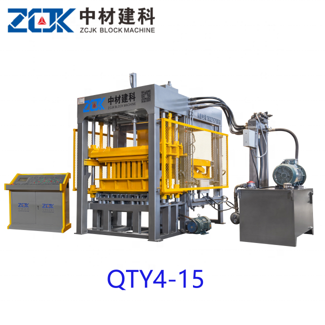 QTY4-15 Fully Automatic Hydraulic pressure vibration hollow paving solid block brick machine hollow block machinery