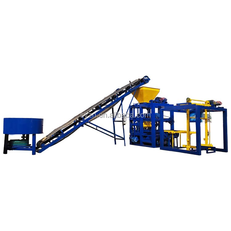 QT4 - 24 industry Semi-automatic concrete cement hollow block brick making machinery moulding block machine