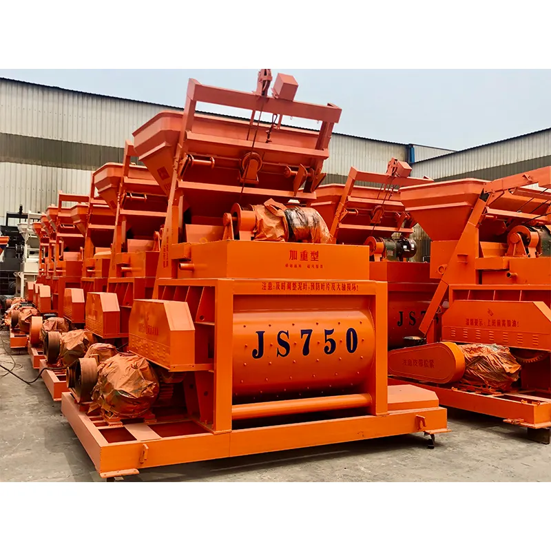 Js500 Industrial Cement Mixer Machine / Twin Shaft Concrete Mixer for Block Making Machine