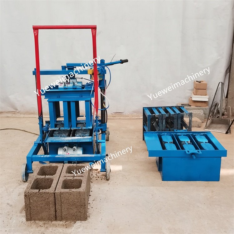 Popular cheap small electric mobile interlocking vibrating cement concrete hollow solid block brick making machine for sale